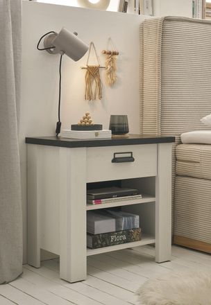 HOME AFFAIRE Nachtkommode »SHERWOOD« mit Apothekergriff aus Metall, Schubkasten Soft close, Breite 60 cm