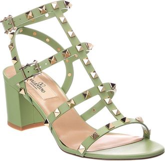 Valentino Rockstud Caged 64 Leather Ankle Strap Sandal