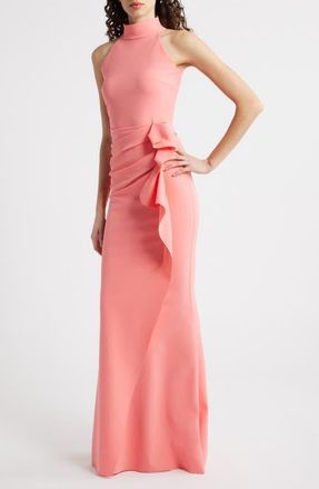 La Petite Robe Di Chiara Boni Gudrum High Neck Trumpet Gown in Sorbet at Nordstrom, Size 14