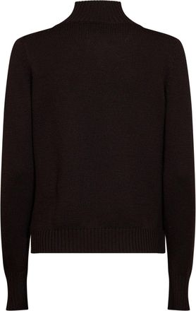 Blanca Vita Womens Sweater Virgin Wool Mock Neck Coffee Brown
