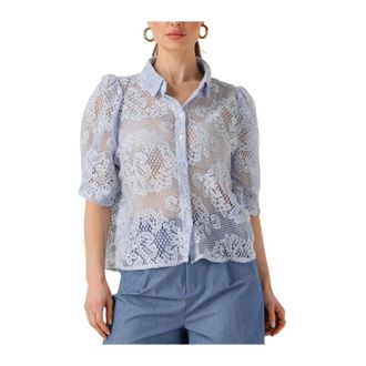 Lollys Laundry Overhemden, Dames, Blauw, XL, Bonoll Shirt SS