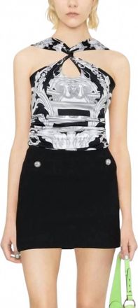 Versace Baroque Crop Top In Black & White