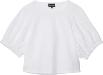 Emporio Armani Blouses, female, White, Size: XS Cotton blouse with round neck