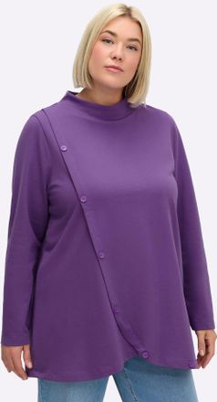Sheego Sweatshirt SHEEGO, Damen, Gr. 44/46, lila, 50% Baumwolle, 50% Polyester, unifarben, Sweatshirts Sweatshirt