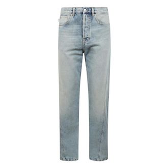 Lanvin Slim-fit Jeans, male, Blue, Size: W32 Straight Jeans with Logo Patch