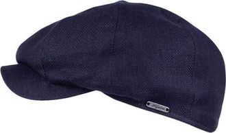 Wigens Mens Linen Herringbone Newsboy Cap in Navy at Nordstrom, Size 62