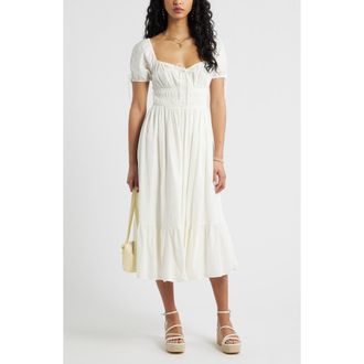 BP. Sweetheart Puff Sleeve Midi Dress in Ivory at Nordstrom, Size Xx-Small