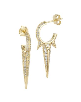 Glaze Jewelry 14K Over Silver Cz Spiked Hoop Earrings