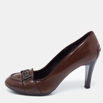 Tod's Tods Dark Brown Leather Double T Loafer Pumps