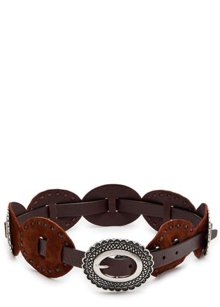 Anderson's Embellished Suede Concho Belt - Brown - 90 (UK14/ L)