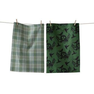 Tag Hummingbird Dishtowel Set of Two Multicolor Cotton Towels in Green at Nordstrom