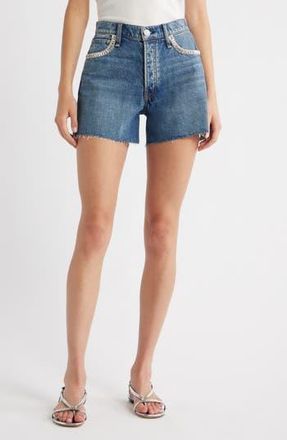 Rag & Bone Embellished High Waist Raw Hem Cutoff Denim Shorts in Evjwl at Nordstrom Rack, Size 24