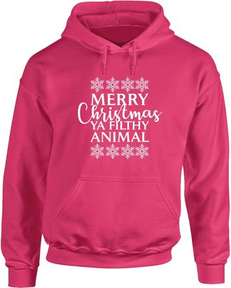 HippoWarehouse Merry Christmas ya Filthy Animal Funny Holiday Spirit Winter Family Friends time Snowflakes Unisex Hoodie Hooded top (Specific Size Guide in Descripti