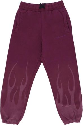 Vision Of Super Vlammen Fleece Trainingsbroek Druivenwijn - Heren - Sweatpants - Bruin - M - Katoen - Broeken