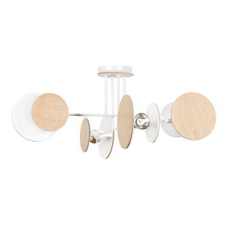 Wonderlamp Plaf&oacute;n de techo estilo n&oacute;rdico con 8 piezas blancas y madera