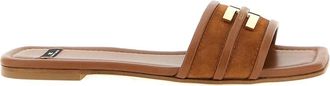 Elisabetta Franchi Sandali slides con logo - Marrone