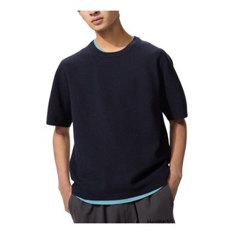 Uniqlo Washable Milano Ribbed Knitted T-Shirt Navy 481726-69