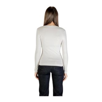 Guess Long Sleeve Tops, female, Beige, Size: XS Printed Long Sleeve Round Neck T-Shirt