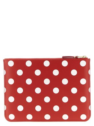 Comme Des Gar&ccedil;ons Polka Dot Calfskin Wallet - Red