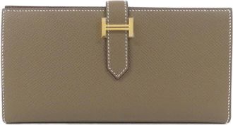Herm&egrave;s Etoupe Gray Epsom Leather Long Wallet (Bi-Fold) (Pre-Owned)