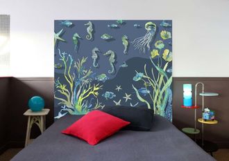 Mademoiselle Tiss Cabecero de tela sin soporte de madera de 160 × 140 cm