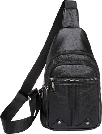 Generic Travel Chest Bags for Women, Chest Shoulder Bag for Men | Fashion Women Sling | Soft PU Leather Single Shoulder Purse, Business Shopping, black, Siehe