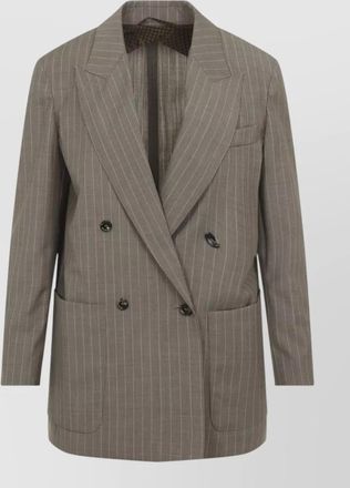 Max Mara virgin wool pinstripe double-breasted blazer