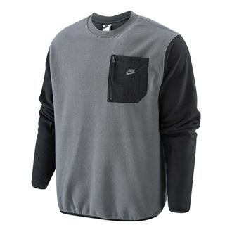 Nike pocket zipper splicing warm cotton-padded Hoodie Black FD2376-068
