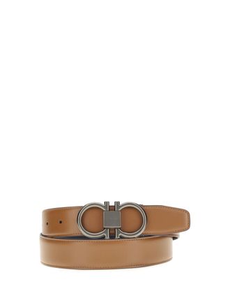 Ferragamo Mens Belt Gancini Leather Brown Calf
