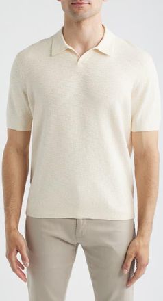 Tommy Bahama Santa Cruz Johnny Collar Slub Cotton Blend Polo in Ivory Cream at Nordstrom, Size Xxx-Large