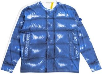Moncler Blauw T-shirt met Lange Mouwen en Digitale Print - Heren - Longsleeves - Blauw - M - Katoen - Tops
