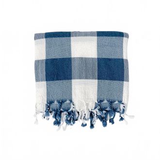 Home & Loft Gingham Montauk Towel In Ivory Navy
