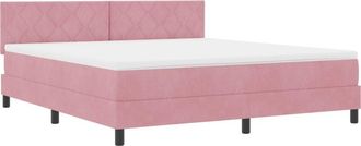 vidaXL Box Spring Bed with Headboard Pink 180 x 200 cm Velvet vidaXL