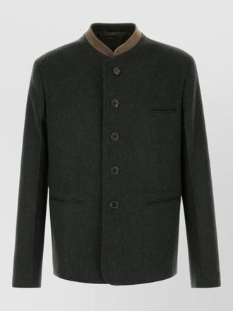 Prada wool blazer long sleeves single breasted stand collar
