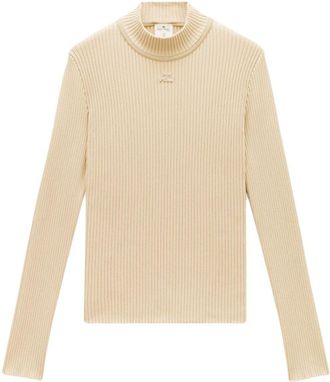 Courrèges rib-knit mock-neck jumper - men - Viscose/Polyester - S - Neutrals