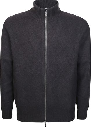 Drumohr Cardigan Zip Merino Wool Ribbed Zip-Through Cardigan