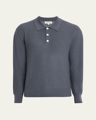 Frame Denim Mens Textured Wool Polo Sweater