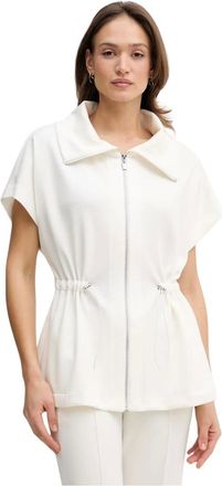 Joseph Ribkoff Jassen, Dames, Wit, XS, Leer, Scuba Jersey Boxy Jas met Trekkoord Taille