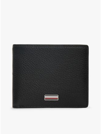 Tommy Hilfiger Mens Pebbled Leather Bifold Wallet - Black