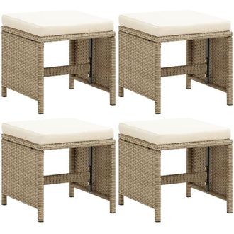 vidaXL 4 Pcs Bancos De Jard&iacute;n Con Almohadas Con Vime Pe Beige