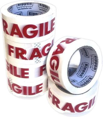 Trade Shop Paquete De 6 Rollos Cinta Adhesiva Para Embalaje Escritura Fragil 66mt X 48mm