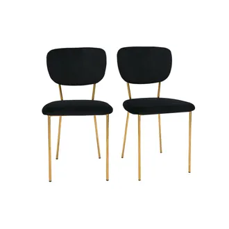 Miliboo Miliboo - Set De 2 Sillas De Dise&ntilde;o De Terciopelo Negro Y Metal Dorado Lepidus
