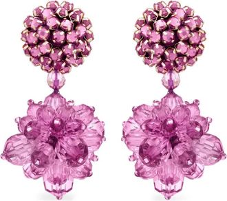 Oscar De La Renta Flower oorbellen met kralen - Roze