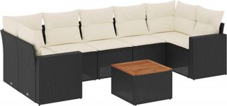 vidaXL Set De Sof&aacute;s De Jard&iacute;n 8 Piezas Y Cojines Rat&aacute;n Sint&eacute;tico Negro Vidaxl