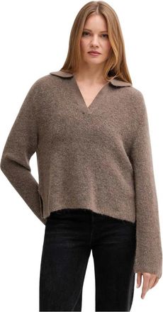 Mos Mosh Thora Sweater - Dames - V-hals truien - Bruin - XS - Wol - Truien & Vesten