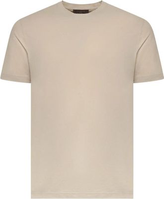 Zanone T-shirt met ronde hals - Heren - T-shirts - Beige - 3XL - Katoen - Tops