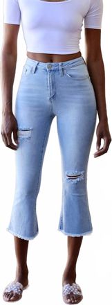 YMI Tenielle High-Rise Flare Ankle Flood Jean In Blue