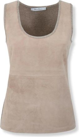 Max Mara Top de lana y cachemira - Tops - Mujer - Beige - M
