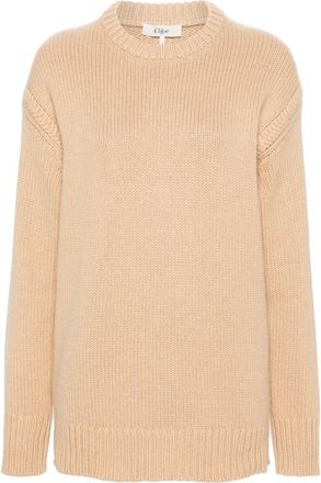 Chloé crew-neck sweater - women - Cashmere/Cotton - S - Brown