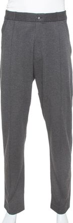 Armani Dark Grey Knit Striped Pattern Tapered Trousers 3Xl